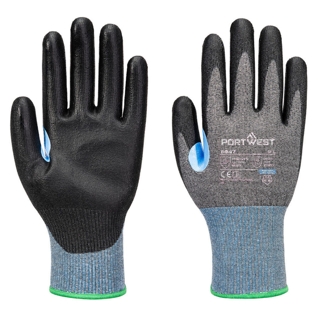 A647 - Grey/Black Cut D15 PU Coated Glove Touchscreen Compatible