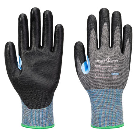 A647 - Grey/Black Cut D15 PU Coated Glove Touchscreen Compatible