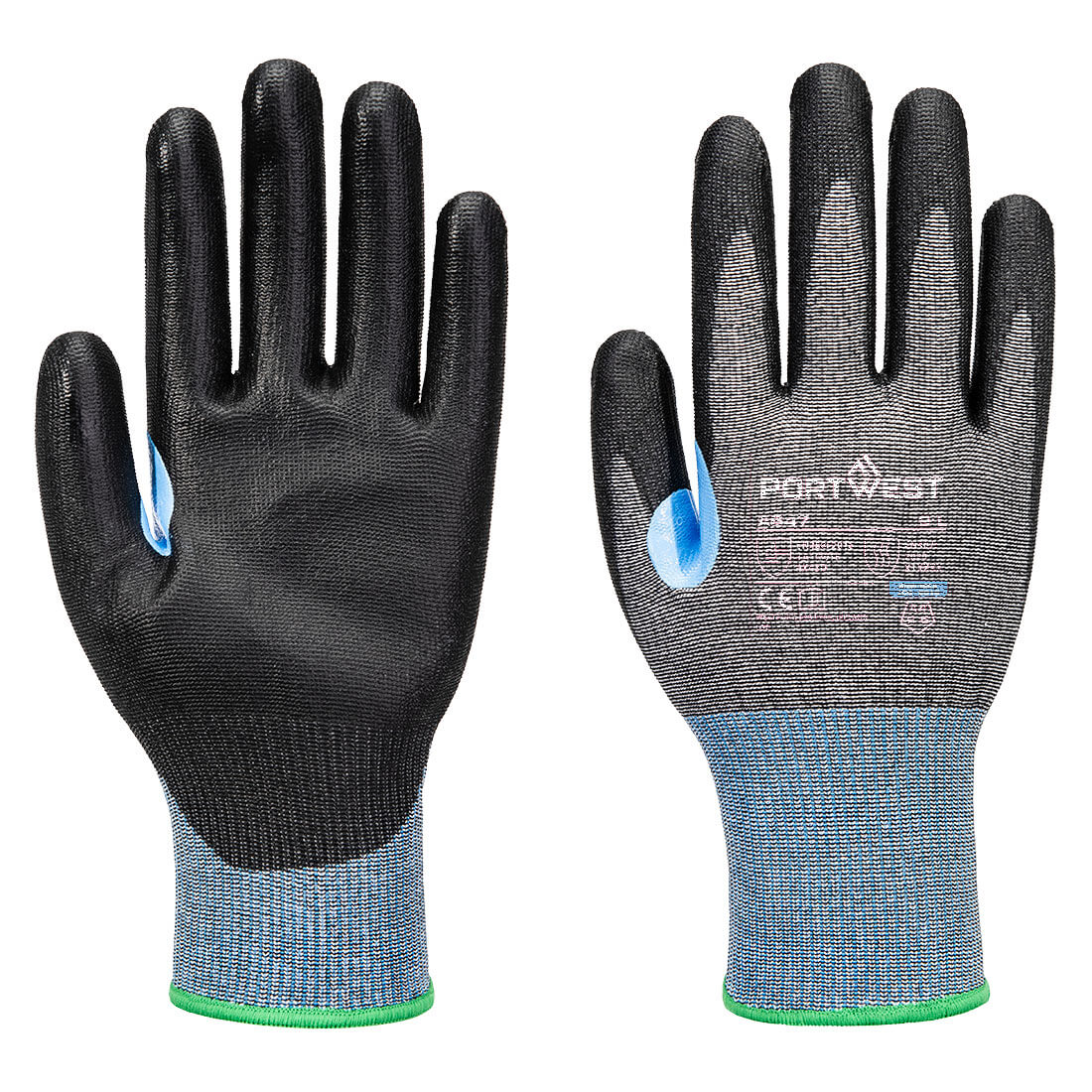 A647 - Grey/Black Cut D15 PU Coated Glove Touchscreen Compatible - Image 1
