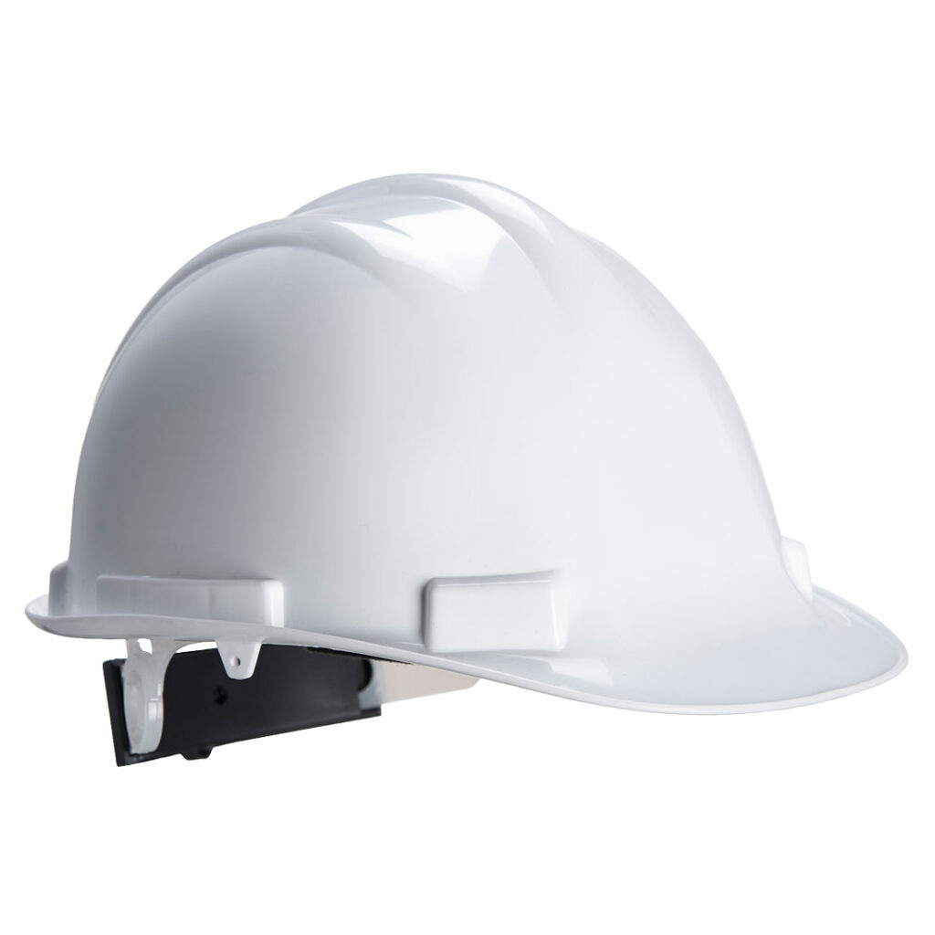 Portwest PS57 - Expertbase Wheel Ratchet Non-Vented Safety Helmet White | Yellow