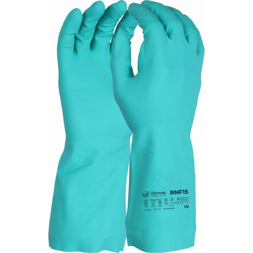 RNF15 Green Premium Nitrile Chemical Gauntlet Gloves