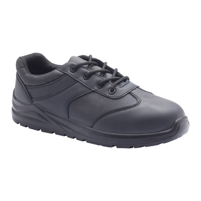 Smooth Leather Safety Shoes – Water-Resistant with Padded Ankle Support