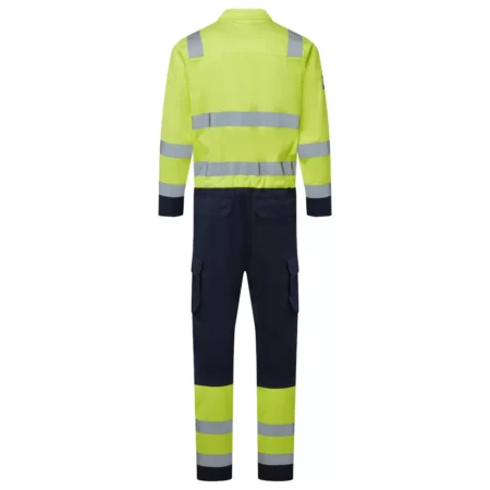 Weld-Tex® Hi-Vis FR Anti-Static Yellow/Navy Coverall 98% Cotton / 2% Carbon, 280gsm - Image 2