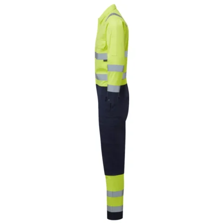 Weld-Tex® Hi-Vis FR Anti-Static Yellow/Navy Coverall 98% Cotton / 2% Carbon, 280gsm - Image 3
