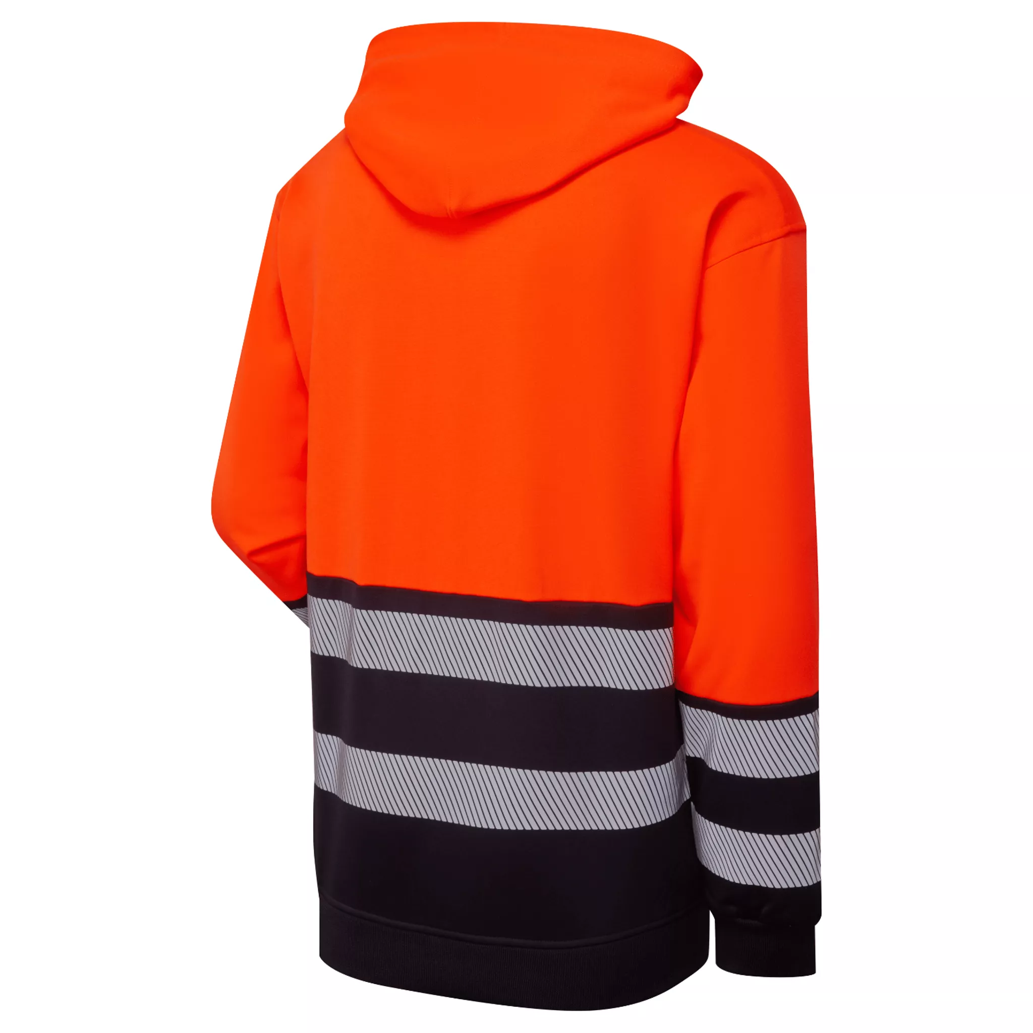 Essentials Hi-Vis Eco Cotton Hoodie – Orange/Navy High Visibility Workwear 100% GRS Recycled 75% Polyester 25% Cotton - 270gsm - Image 3