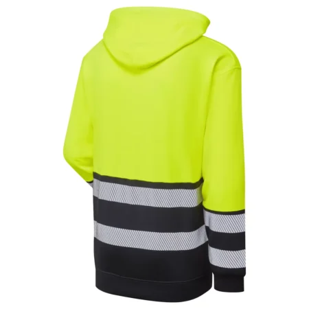 Essentials Hi-Vis Eco CottonCool Yellow/Navy Hoodie 100% GRS Recycled 75% Polyester 25% Cotton - 270gsm - Image 3