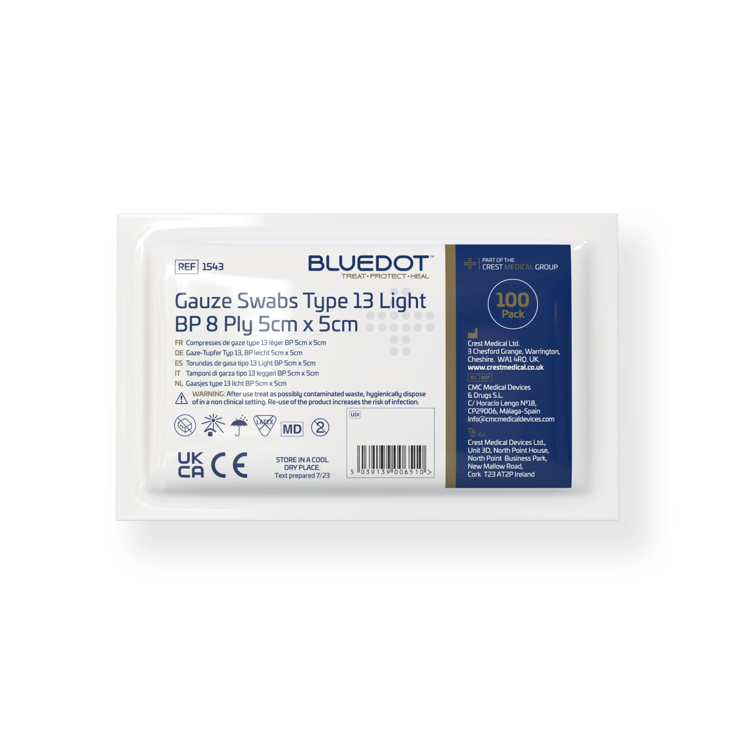 Blue Dot 5cm x 5cm Non-Sterile Gauze Swabs (Pack 100) - Image 1