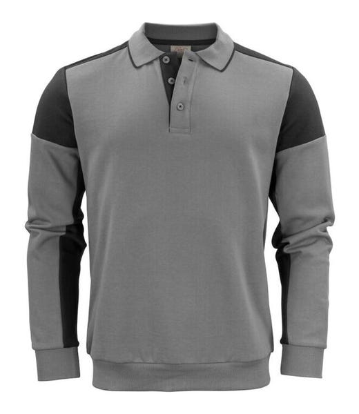 Long Sleeve Bicolour Polo Sweatshirt 280g/m² 50% Organic Cotton, 50% Recycled Polyester