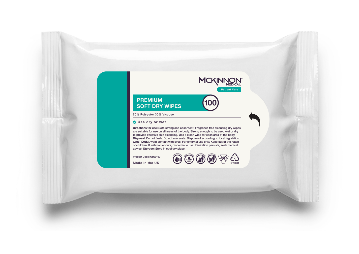 McKinnon Medical Premium Soft Dry Wipes 100 - Image 1